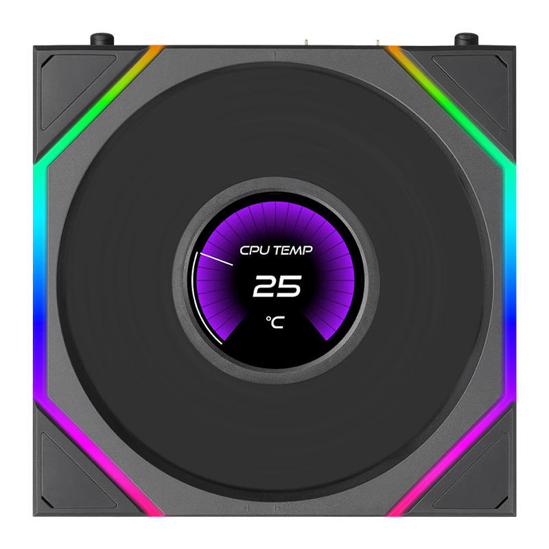 Lian Li Uni Fan TL 1.8in LCD Flex 2.4GHz Wireless 120mm Reverse Blade ARGB Fan - Black (12RTLLCD1F1B)