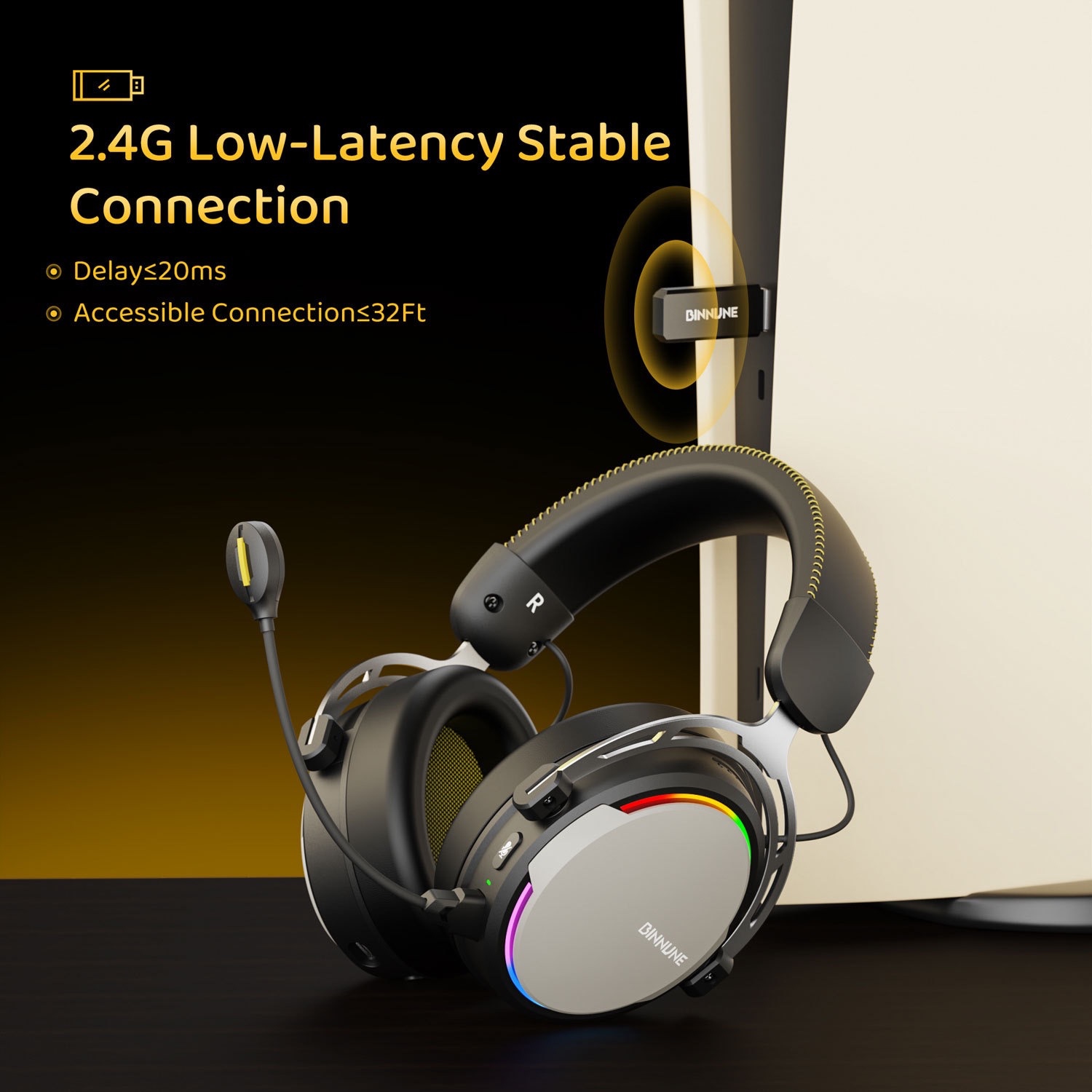 BW03 Bluetooth 5.3 / 2.4G dual mode headset Headset with microphone Wireless gaming headset 