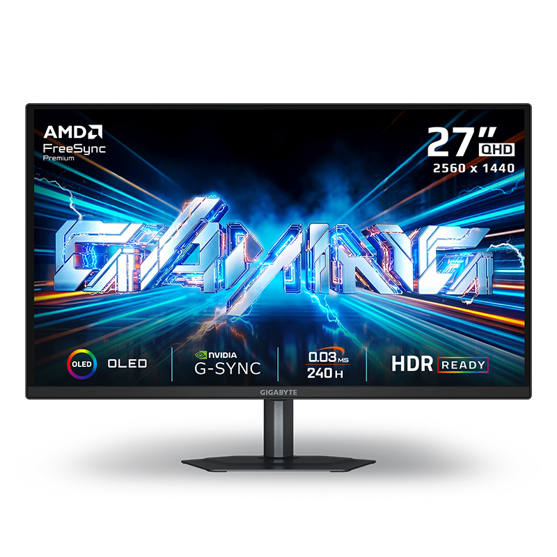 Gigabyte 27in QHD QD-OLED 240Hz G-Sync Ultra Clear Glossy Gaming Monitor (GO27Q24A)