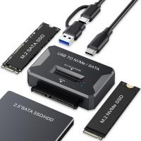 USB 3.2 Gen2 10Gbps M.2 SSD Enclosure, Dual Protocol NVMe & SATA Adapter Fits 2230/2242/2260/2280/22110 M.2 Drives & 2.5 Inch SATA HDD SSD