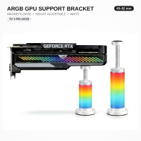 GPU Support Bracket, Graphics Card Anti-Sag Stand 49-82mm, Universal Magnetic Adjustable Aluminum Holder, White, for GeForce/AMD ATX/M-ATX/ITX PC Case