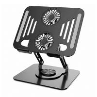 Generic Dual 360° Ergonomic Rotating Laptop Stand Holder with Fans - Black (LAP-Stand-286-Black)