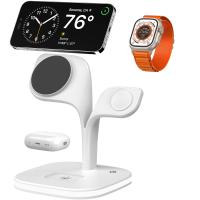 3-in-1 Magnetic Qi Wireless Charger Stand LED Night Light Multi Charging Dock for iPhone Apple Watch AirPods White