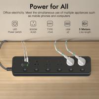 Powerboards-and-Adapters-3M-Power-Strip-Surge-Protected-5-AU-Sockets-Independent-Switches-PD30W-USB-A-USB-C-Wall-Mount-Power-Board-for-Household-Office-Black-5