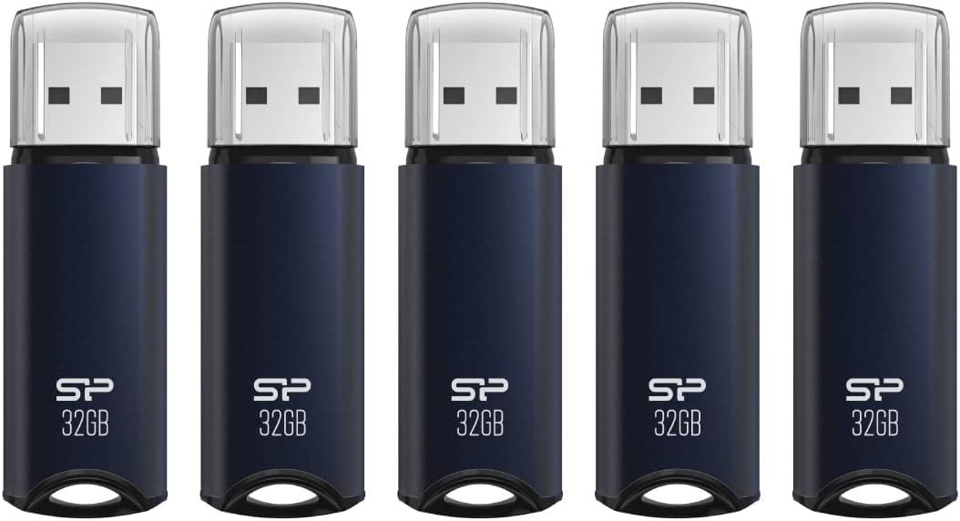 Silicon Power 32GB Marvel M02 USB 3.2 Gen 1 Flash Drive - Navy Blue (5-Pack) - S5032GBUF3M02V1BAD