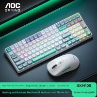 AOC Tri-mode 99 Keys Gaming Keyboard and Mouse Combo - Green Grey (KM-GKM100-Green)