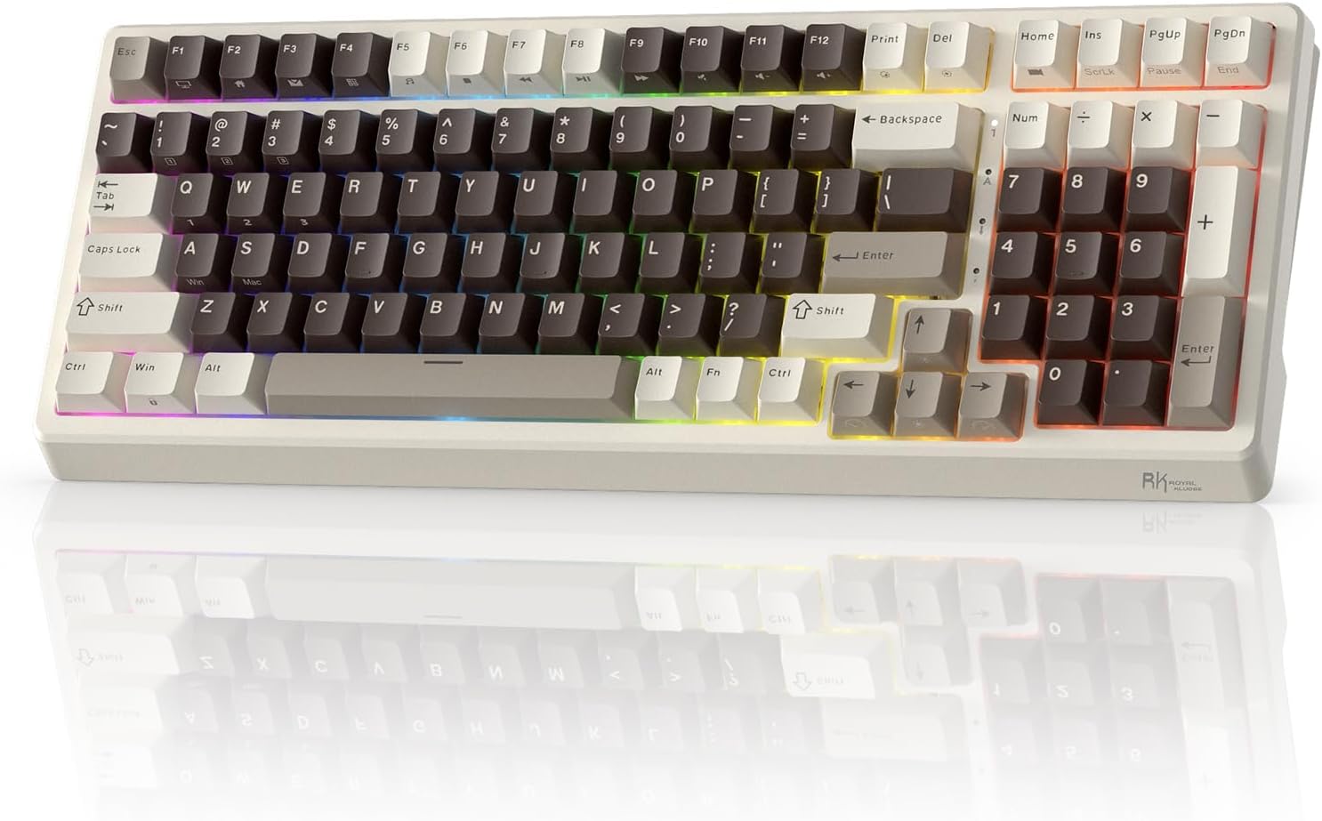 RK ROYAL KLUDGE F99 Wireless Mechanical Keyboard Numper Pad, Tri-Mode Hot Swappable 100 Keys Gaming Keyboard BT/2.4G/USB-C, Pro Software, Mocha Gray