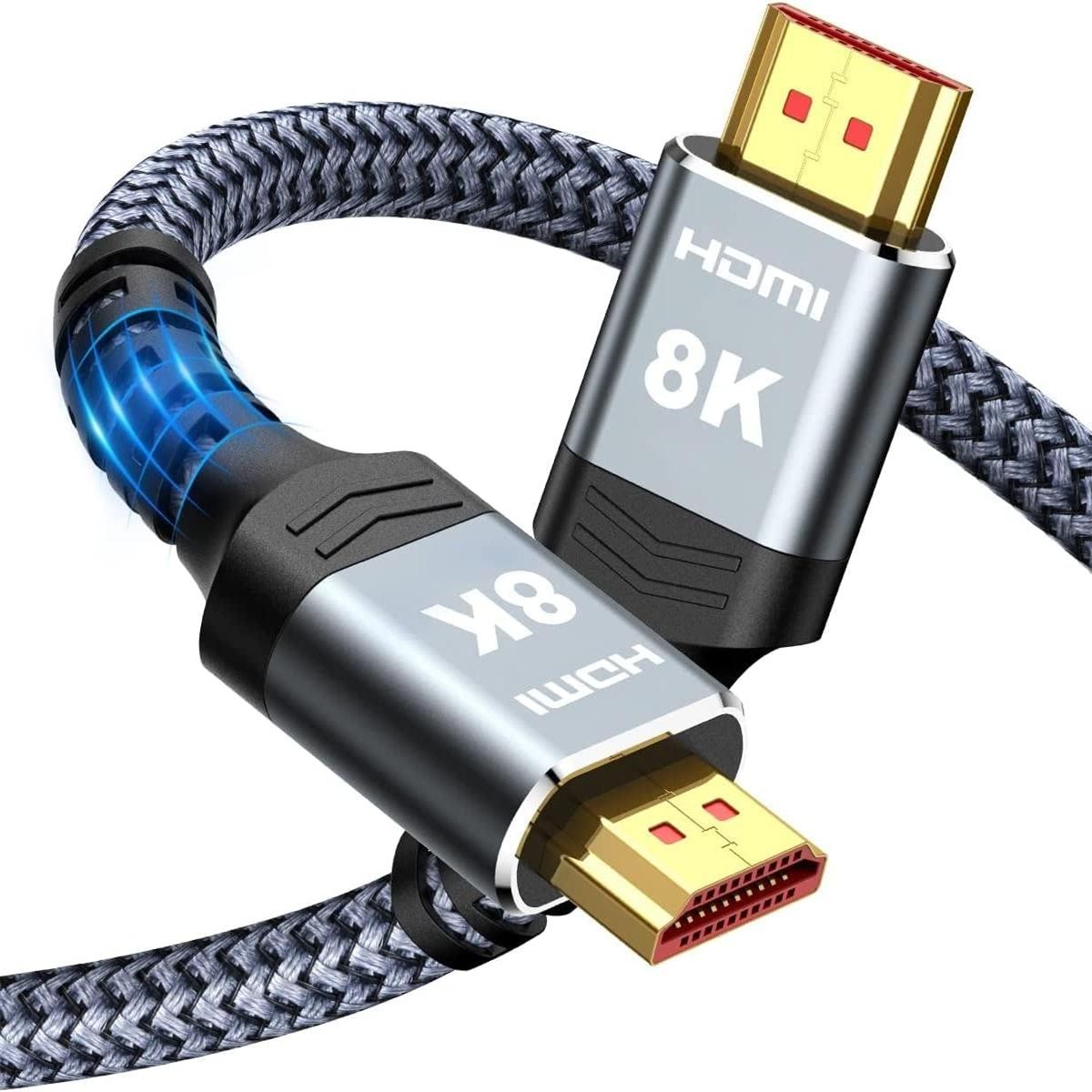 2M 8K HDMI 2.1 Cable 48Gbps Ultra High Speed Braided, 8K@60Hz 4K@120Hz HDCP 2.3 HDR10 for PS5 HDTV | Augearix
