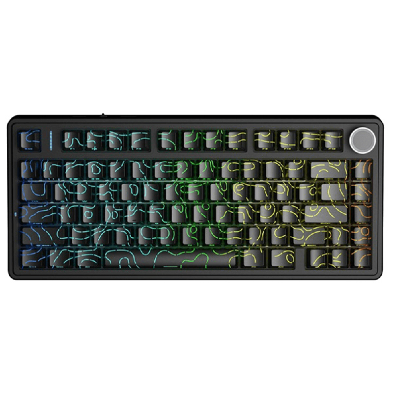 AULA F75 Tri-Mode RGB 75% Gasket Wireless Mechanical Keyboard - Black Contour Keycaps (F75-BC-S)