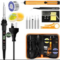 Soldering Iron Set 80W LCD with Adjustable Temperature 180-520°C, 13-in-1 Professional Electric Welding Tool for Home Maintenance & DIY