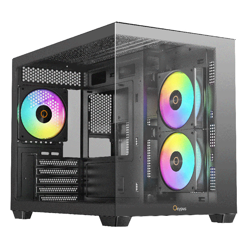 Ocypus Gamma C54 ARGB Mini Tower mATX Case - Black (Gamma-C54-BKD300XX-GL)