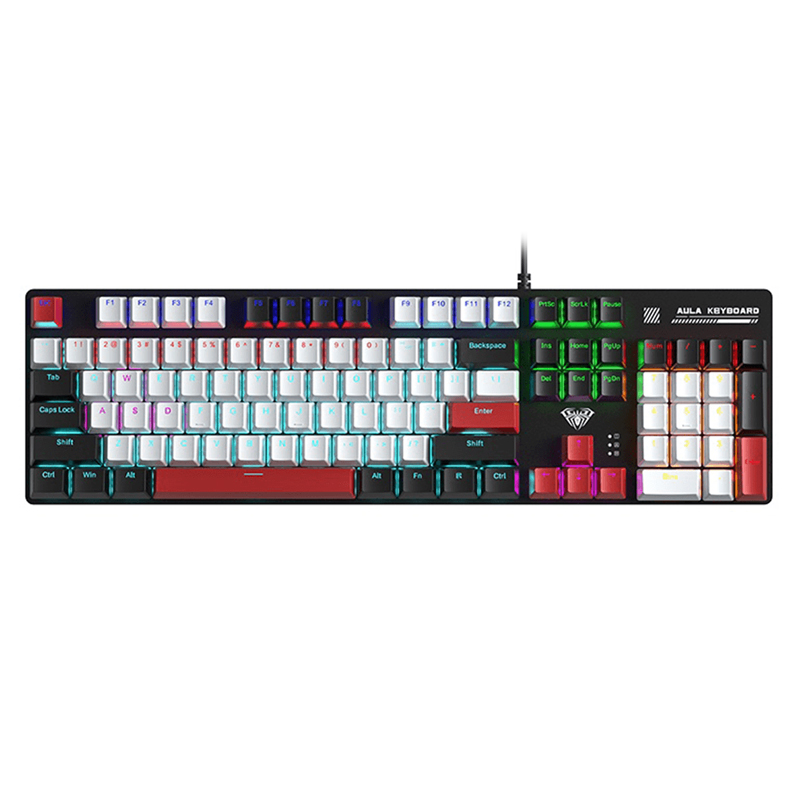 AULA S500 RGB Black+White+Red Wired Mechanical Gaming Keyboard with Red Switch (S500-BR-R)
