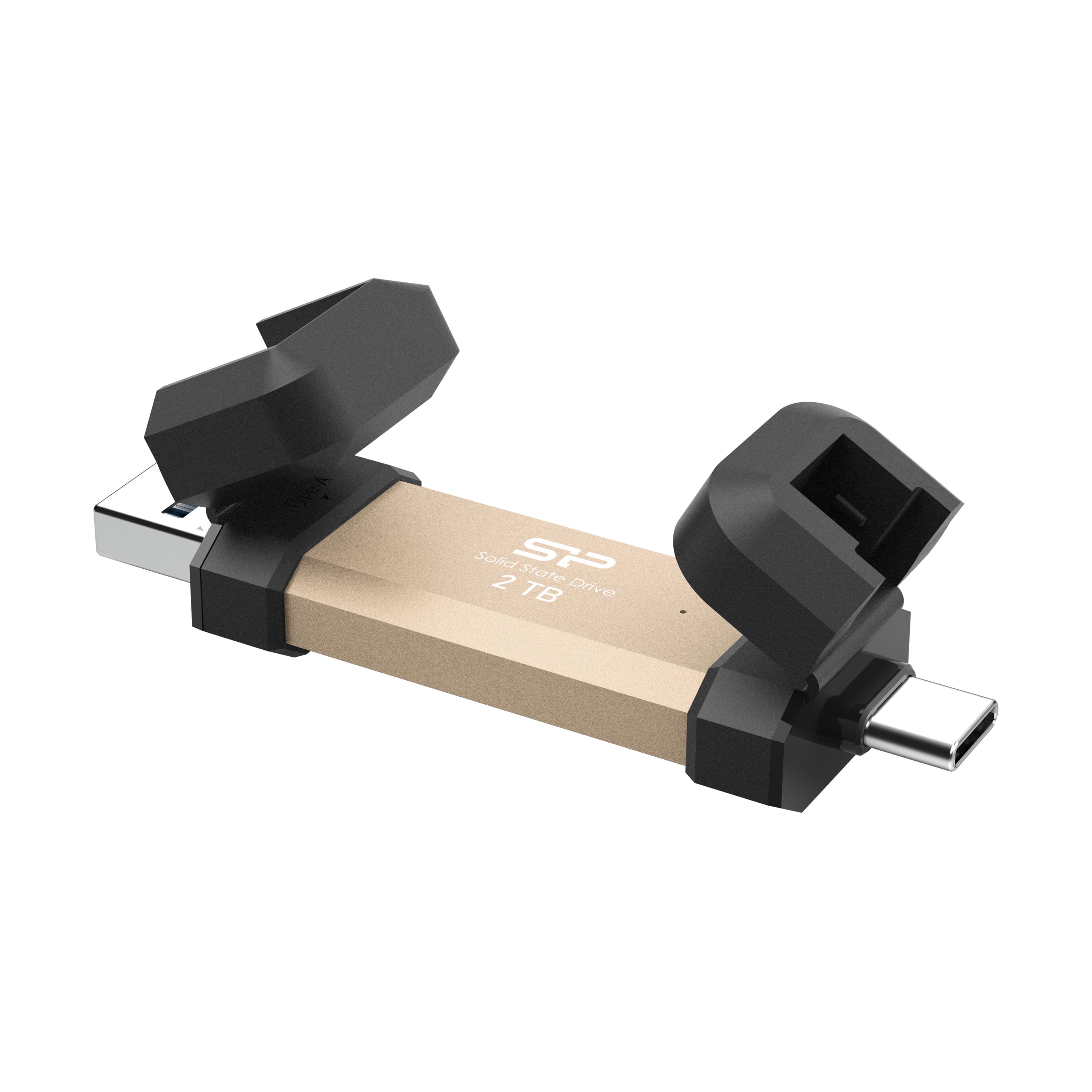 SP Silicon Power DS72 2TB Portable SSD - USB 3.2 Gen 2 Dual USB-C & USB-A - 1050MB/s, Gold - SP002TBUC3S72V1G