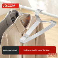JD Space Series Solid Stainless Steel Hangers Non-slip Clothes Hangers Thicker Adult Size Set of 20