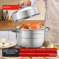 JD Steamer Home 304 Stainless Steel Pot Thickened for Stew, Steam, Cook - Gas Stove, Dual Layer 30cm