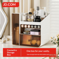 JD Cosmetics Organizer Box, Desktop Organizer for Skincare, Lipsticks & Face Masks, Light Luxury White, 1 Piece