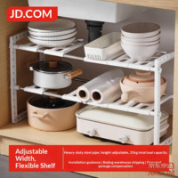 JD Expandable Kitchen Rack, Stainless Steel Sink Shelf, Microwave Oven Dish Storage Rack 43~72