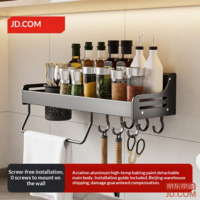 JD Kitchen Organizer No-Drill Multi-Function Wall Mount Spice Rack Storage Rack Knife Stand Utensil Holder Hook