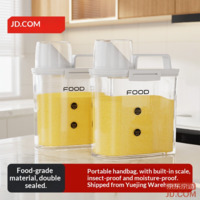 JD Rice and Grain Bucket Food-Grade Kitchen Storage Bin with Measuring Cup 1.8L