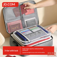 JD Family Document Storage Bag Multi-Functional Large Capacity Lock Bag for Household Passport ID Card Storage
