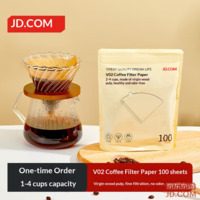 JD V60-02 Coffee Filter Paper, Cone-shaped, Natural Color, 1-4 Cup Size, 100 Pieces