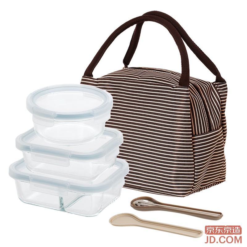 JD high borosilicate heat-resistant glass food storage lunch box microwave fridge safe set of 3