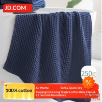 JD Soft Quick-Drying Waffle Towel Cotton A-Class No-Shed Absorbent Bath Towel for Men and Women, Large, Blue