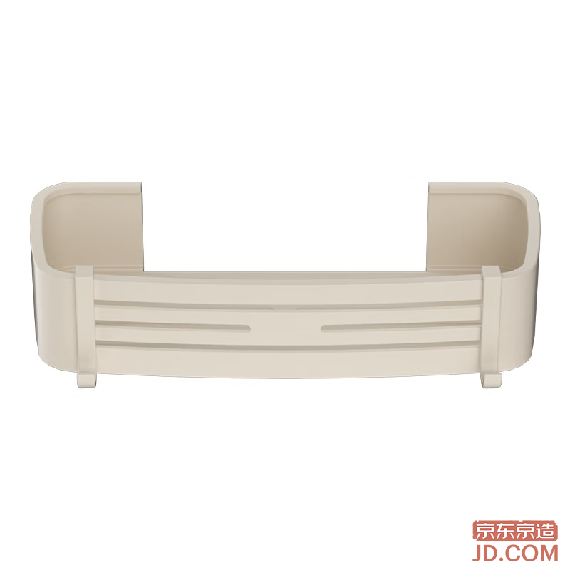 JD Cream Series Thickened Aluminum Square Basket No-Drill Bathroom Shelf with Hooks