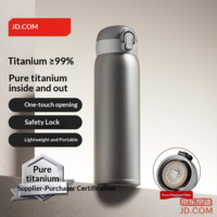 JD Insulated Cup Pure Titanium Flip Lid Travel Mug [Inner & Outer Pure Titanium] Gray 500ml