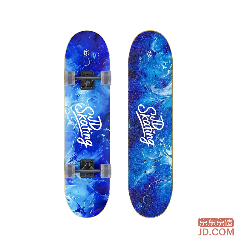 JD Skateboard for Kids, Teens, Adults - Pro 4-Wheel Double-Kick Board, Street Skating, Beginner Gift, Deep-Sea Mystery