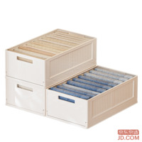 JD White Square Series Foldable Storage Box Large Capacity Closet Organizer Large Underwear Storage Baskets *3