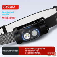 JD Smart Sensor Dual Beam Headlamp, Strong Long-Range, Rechargeable, for Camping and Fishing